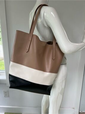 Three-Tone Leather tote  Computer Bag ,Shoulder Boho purse